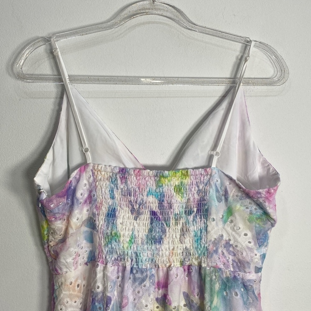 Adyson Parker Large Eyelet Watercolor Boho Midi Dress Cottagecore - Picture 8 of 15